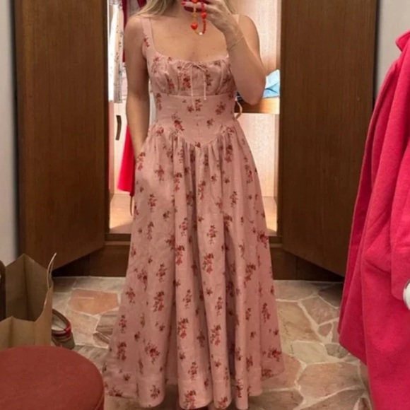 Reformation Balia Linen Dress in Tea Time Size 10 - Picture 2 of 9